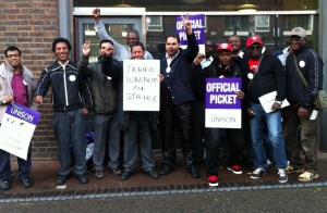NSL workers picket the Crowndale Road base, July 11, 2012